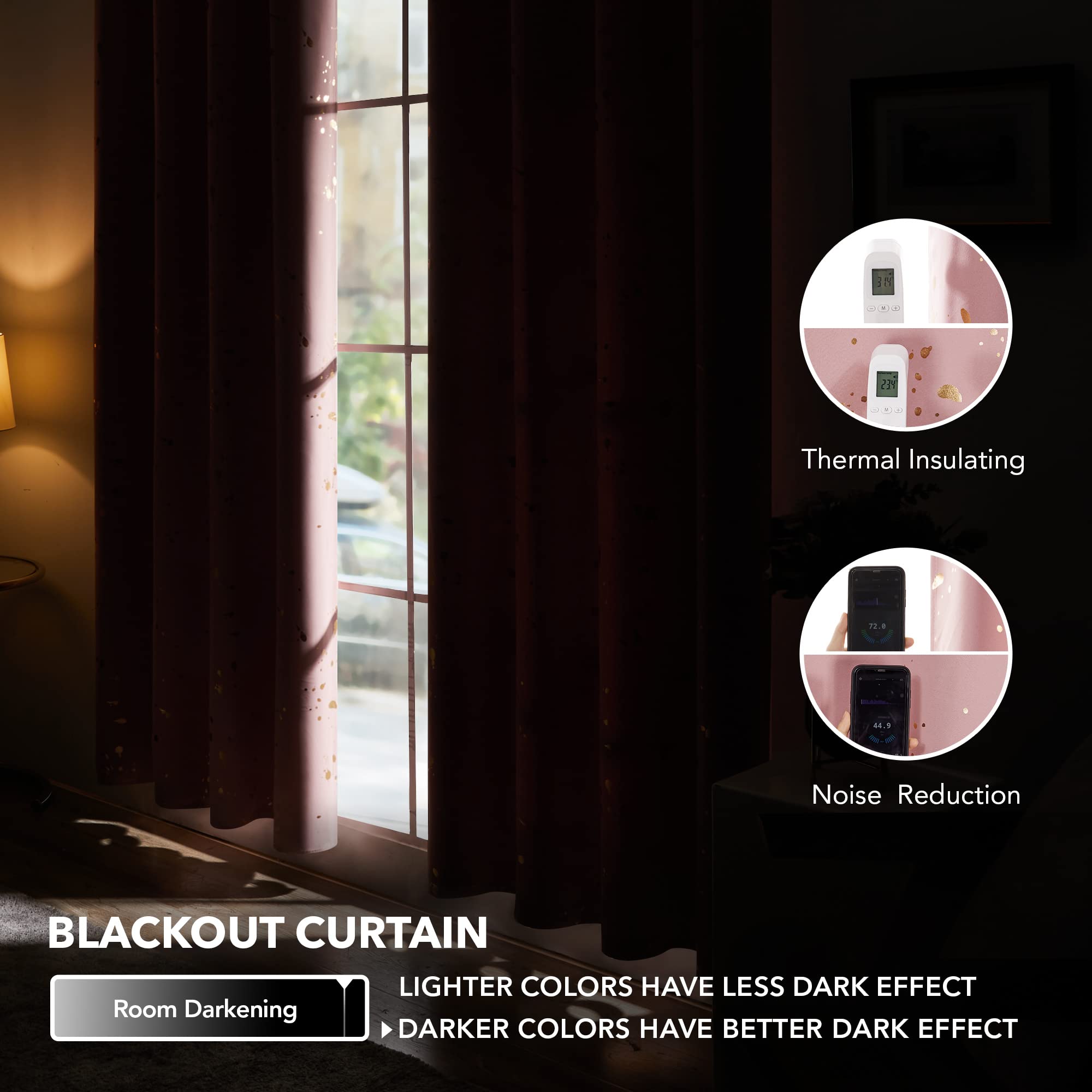 Thermal Blackout Curtains, Noise-Reducing, 2 Panels
