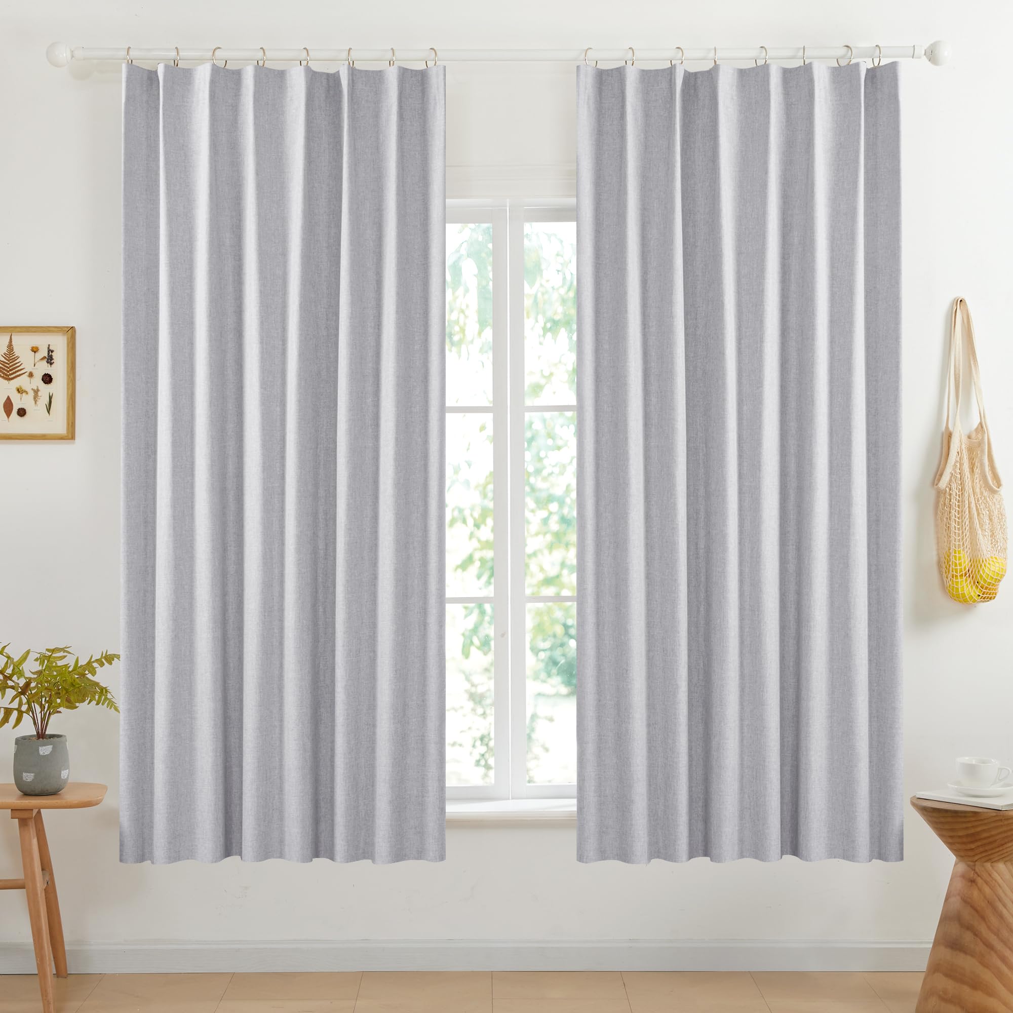 100% Blackout Pinch Pleat Curtains, Cream, 2 Panels