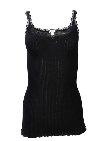 EGi Luxury 100%" Filo di Scozia Cotton Women's Camisole with Lace Trim. Proudly Made in Italy.
