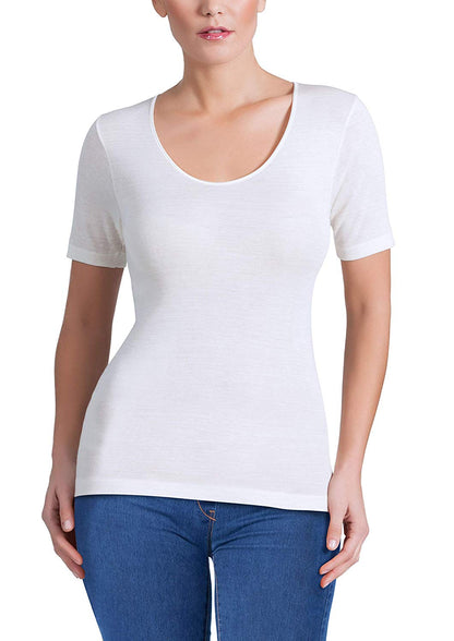 EGi Luxury Merino Wool Silk Women's Short Sleeve T-Shirt. Proudly Made in Italy (142)