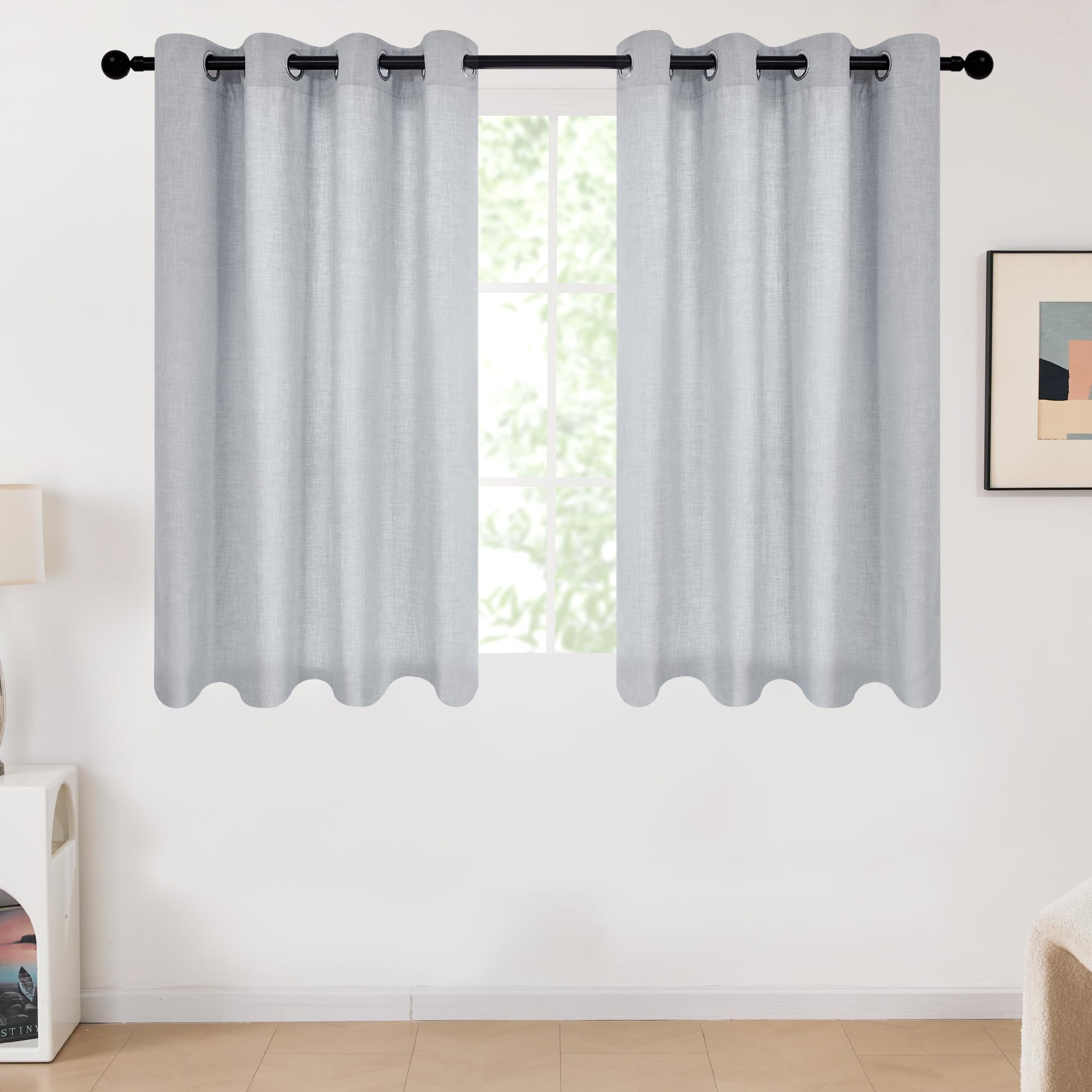 Double Liner Linen Curtains with Silver Coating, 2 Panels