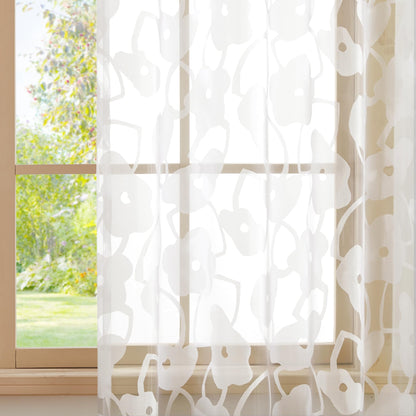 Sheer Grommet Curtains with Summer Flowers