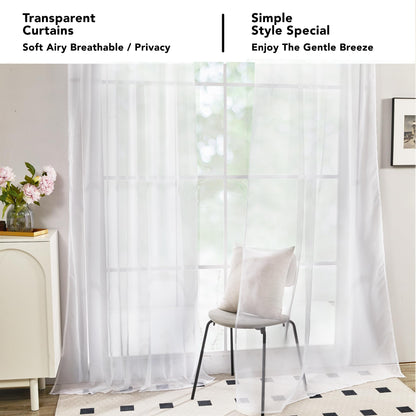 Semi-Transparent White Sheers, 52x63 Inch