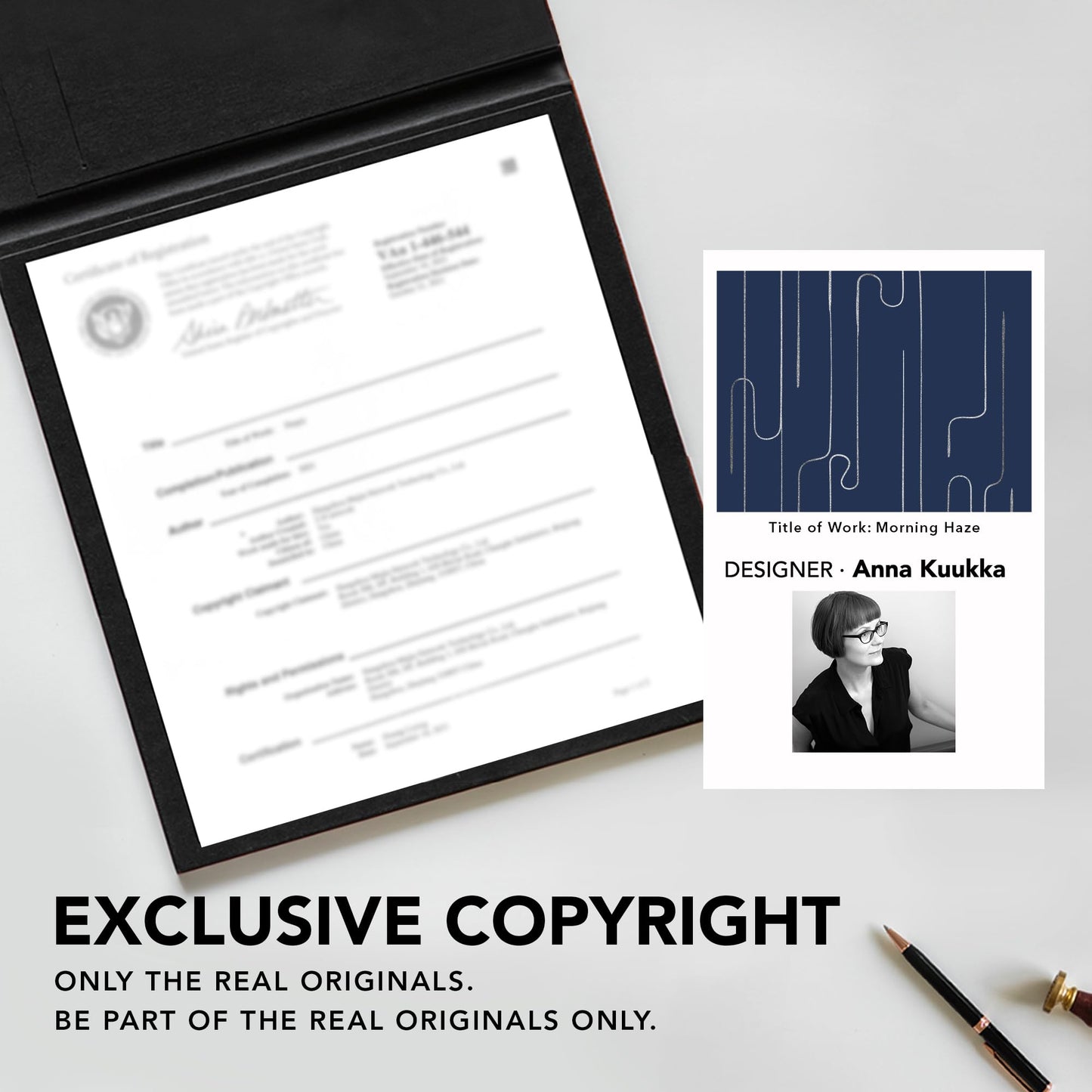 Room Darkening Curtains with Line Foil Print, Navy Blue, 2 Panels