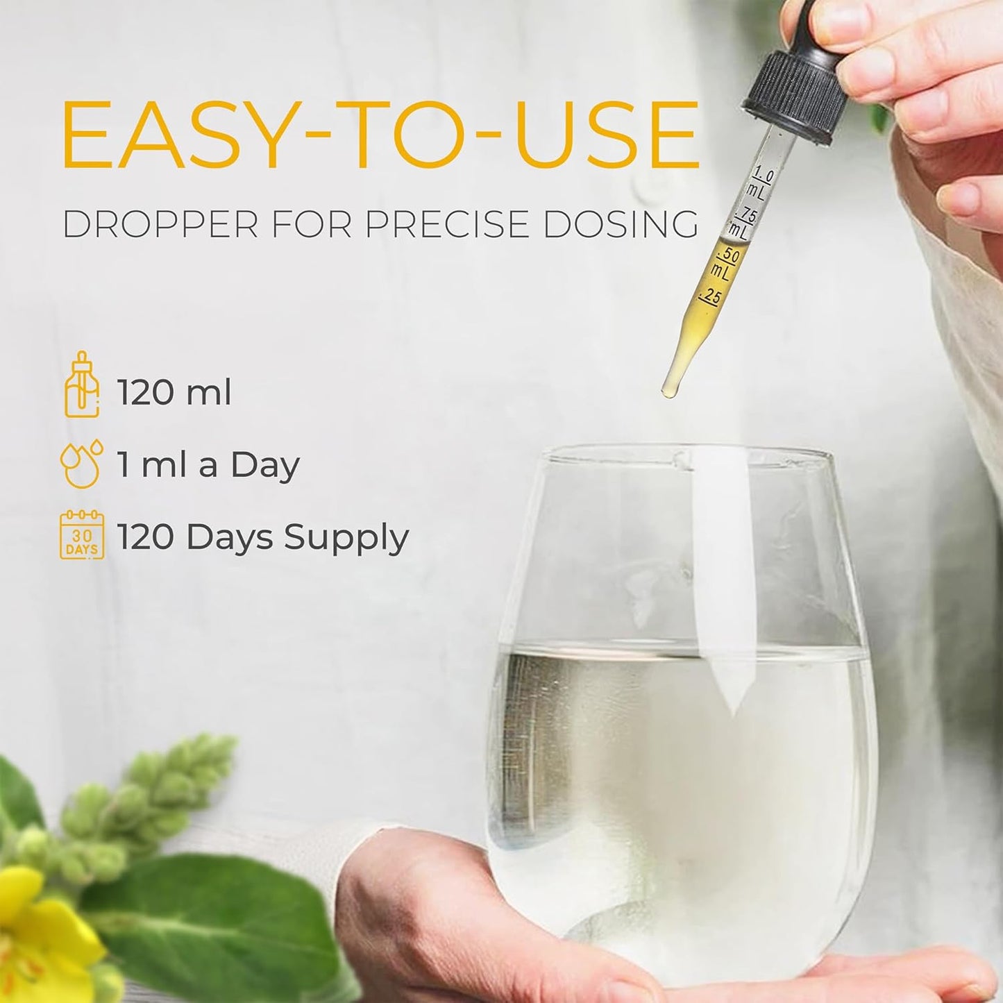 Mullein Drops for Lungs Cleanse Support, Mullein Extract Liquid – 100% from Natural Mullein Leaves, Non-GMO, Gluten-Free