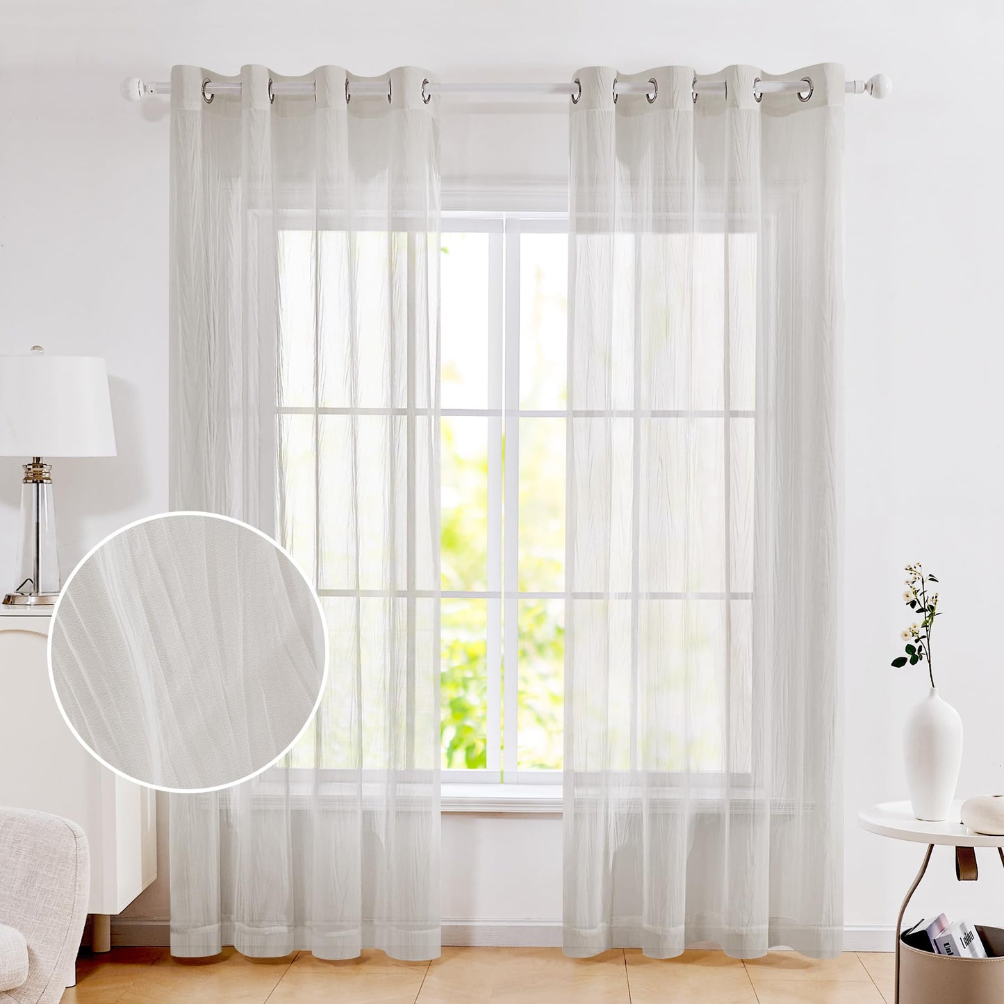 Sheer Grommet Curtains with Summer Flowers