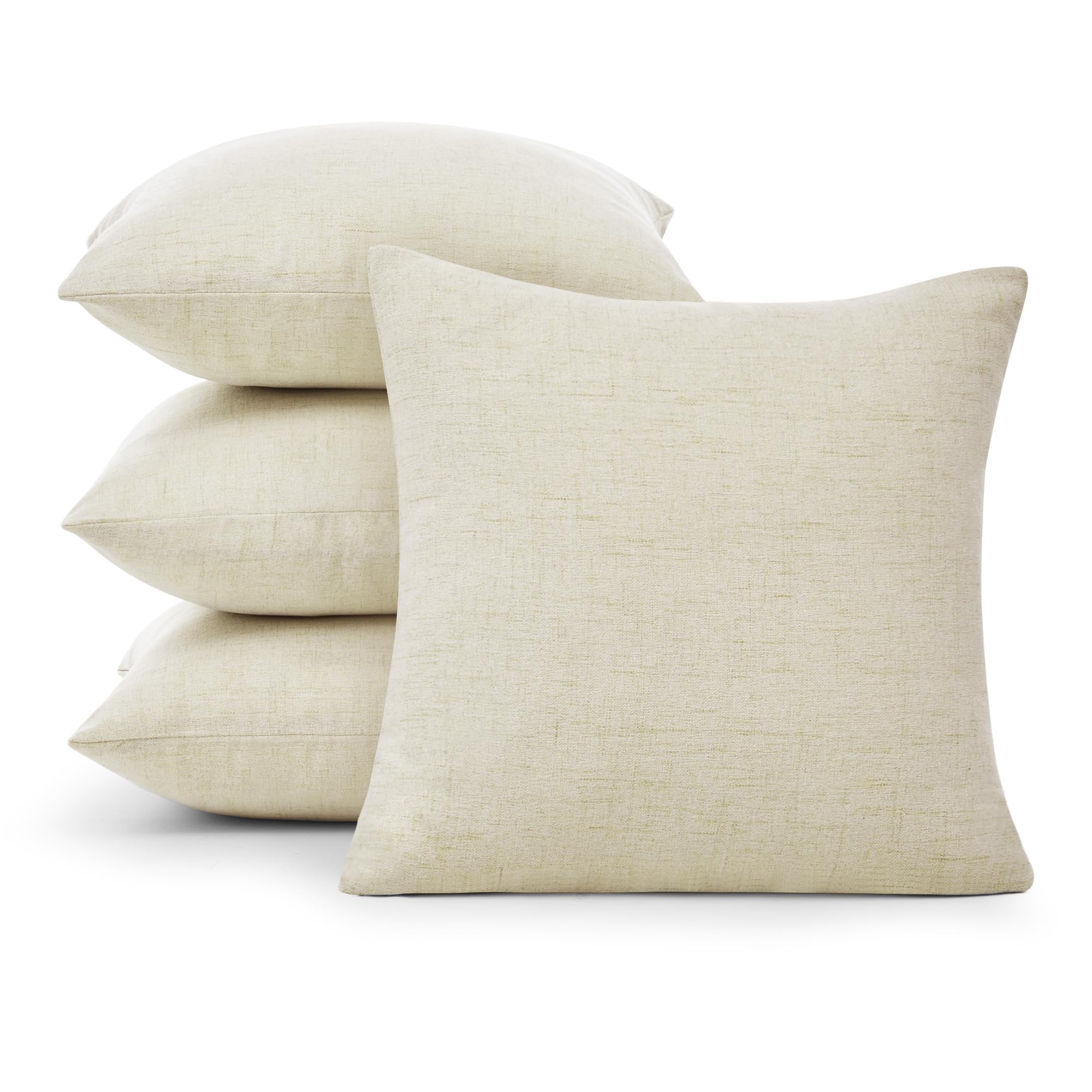 Decorative Linen Throw Pillow Covers, 18x18 Inch, 4 PCS