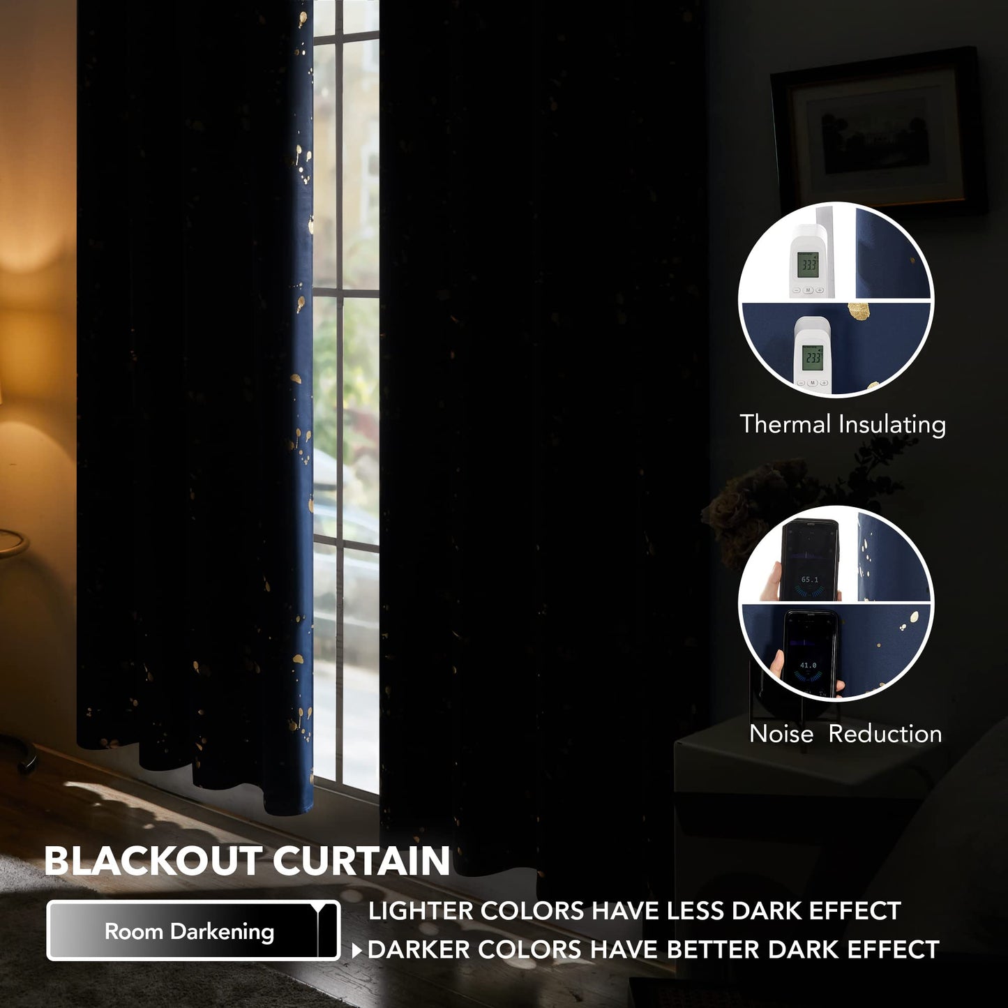 Thermal Blackout Curtains, Noise-Reducing, 2 Panels