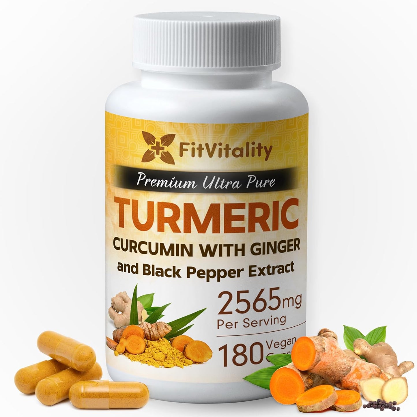 Turmeric Curcumin & BioPerine Black Pepper Extract, Non – GMO, Gluten-Free, Vegan Capsules