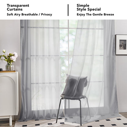 Semi-Transparent White Sheers, 52x63 Inch