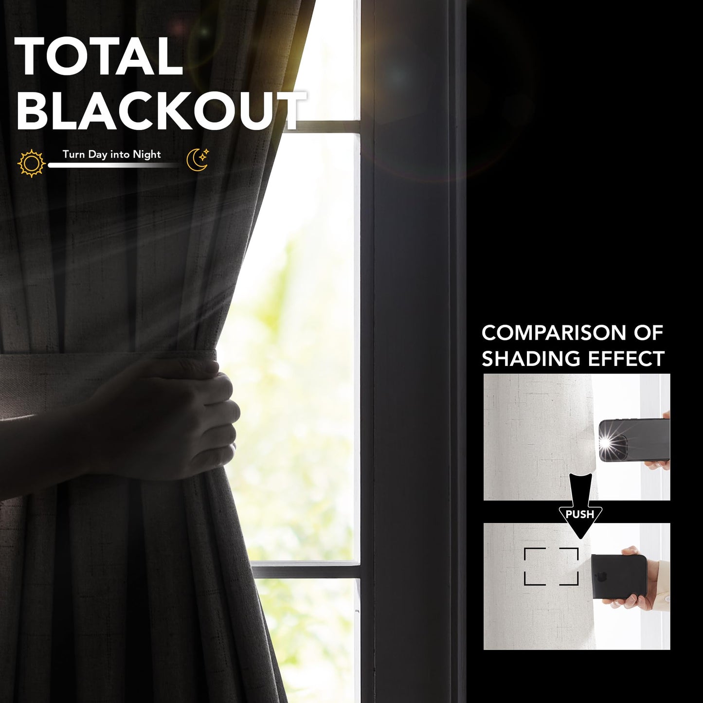 French Door Linen Blackout Curtain, 1 Panel