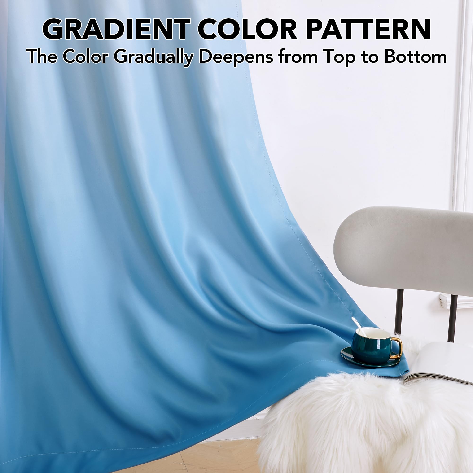 Gradient Light Blocking Room Darkening Curtains