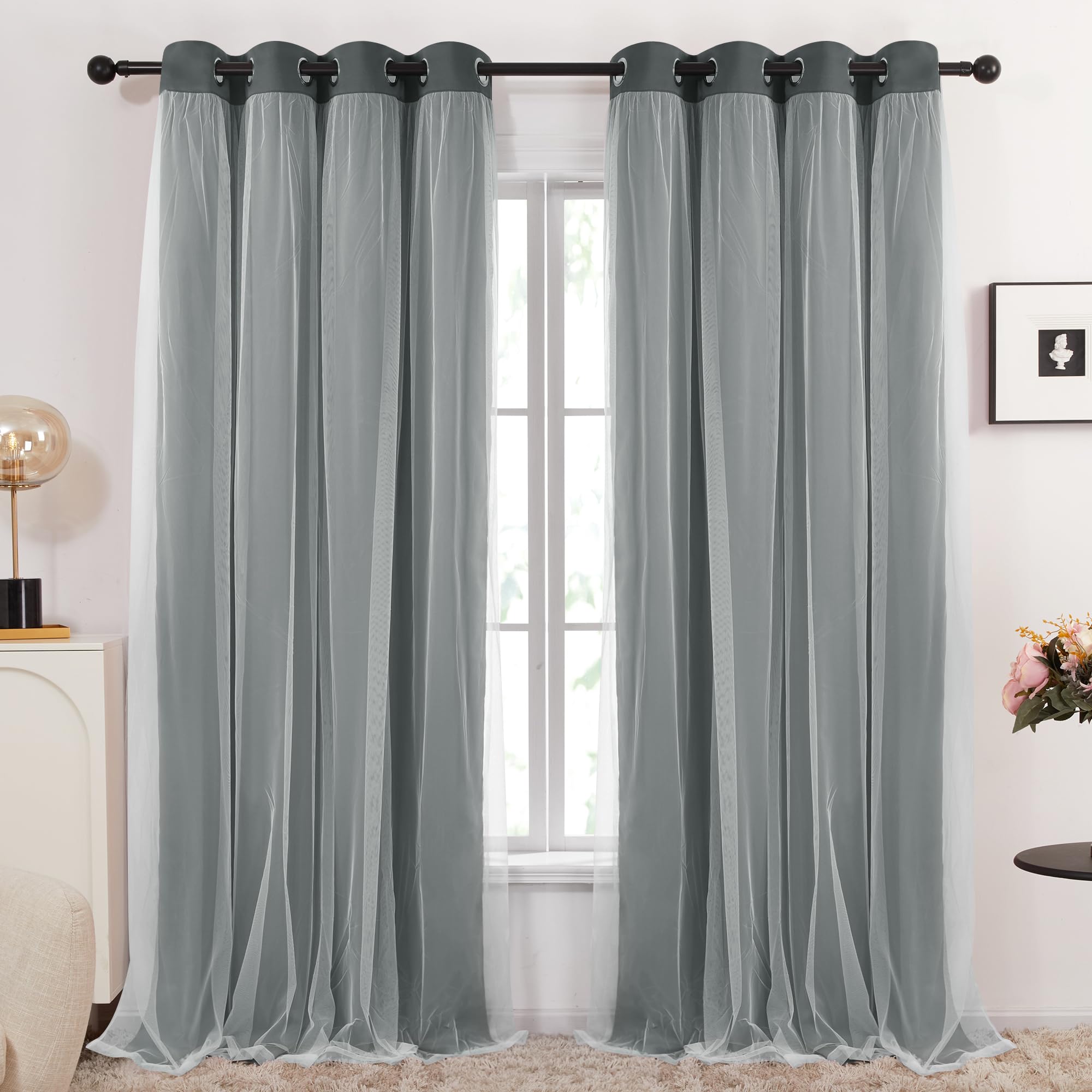 Double Layer Blackout & Sheer Curtains