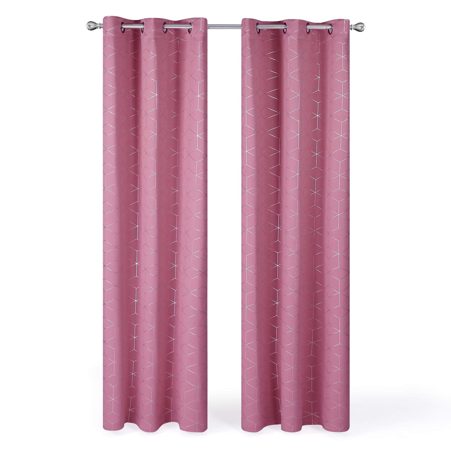 Thermal Blackout Curtains with Silver Foil Print