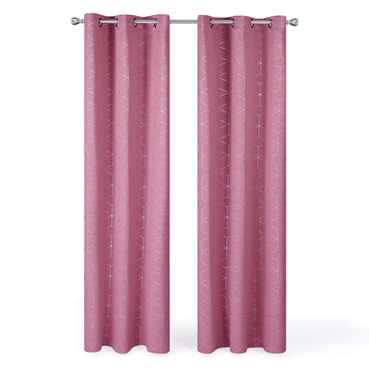 Thermal Blackout Curtains with Silver Foil Print