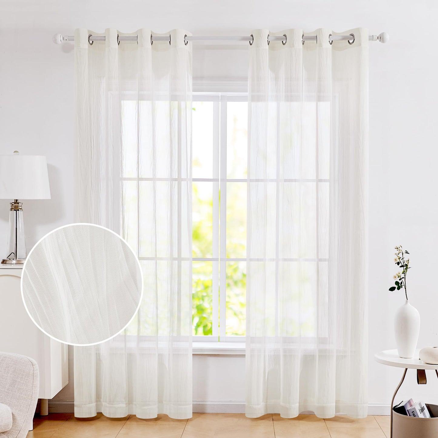 Sheer Grommet Curtains with Summer Flowers