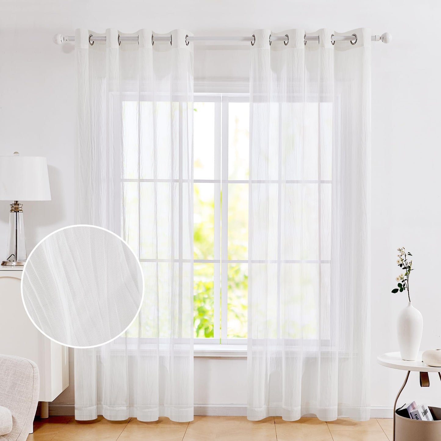 Sheer Grommet Curtains with Summer Flowers