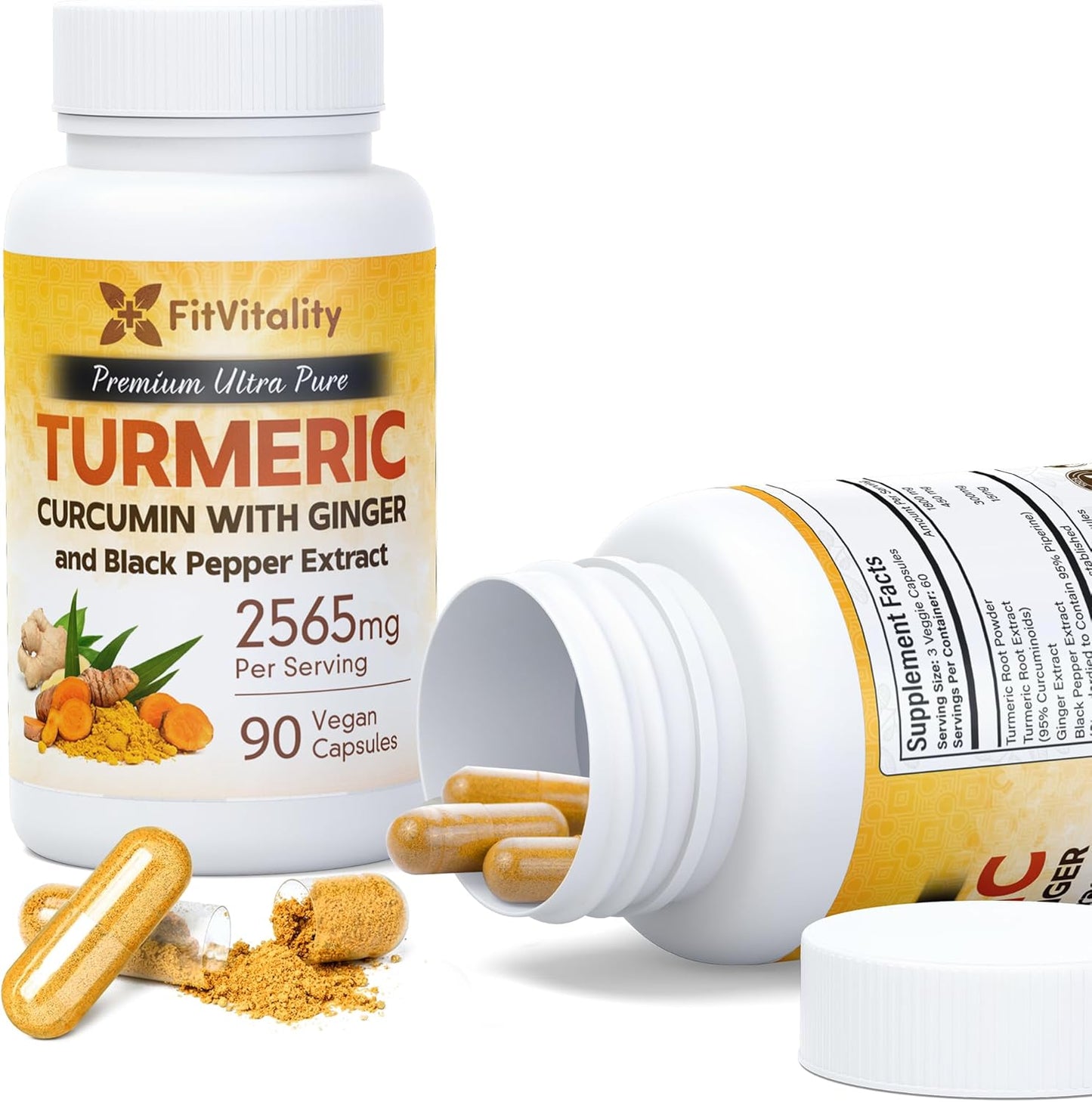 Turmeric Curcumin & BioPerine Black Pepper Extract, Non – GMO, Gluten-Free, Vegan Capsules