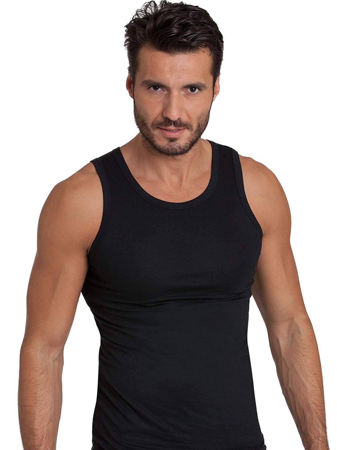 BASIC COTTON Free Spirit Premium Quality Cotton Men's Muscle Tank Top. Proudly Made in Italy (987)
