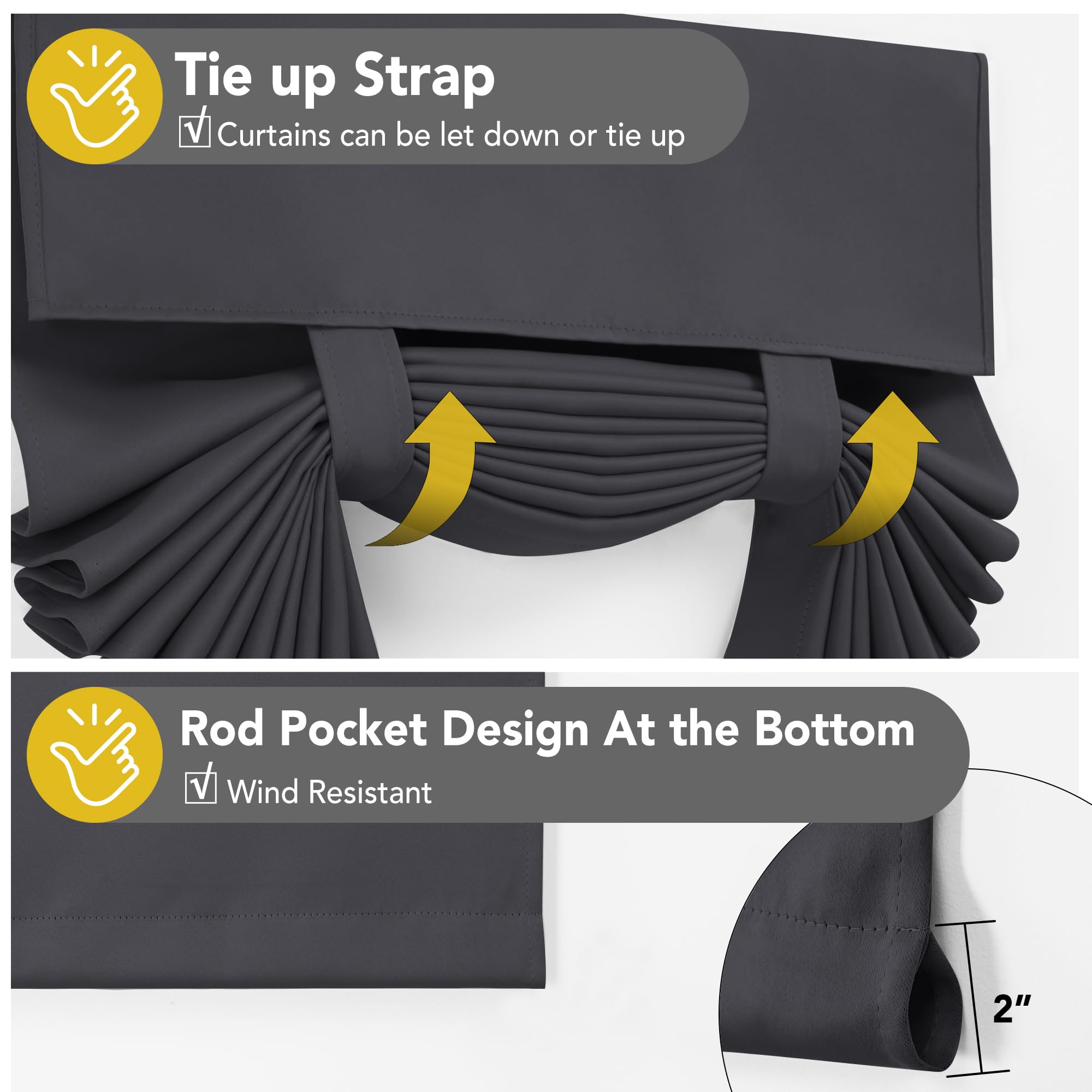 Blackout Door Curtain, Thermal Insulated, 26x80 Inch