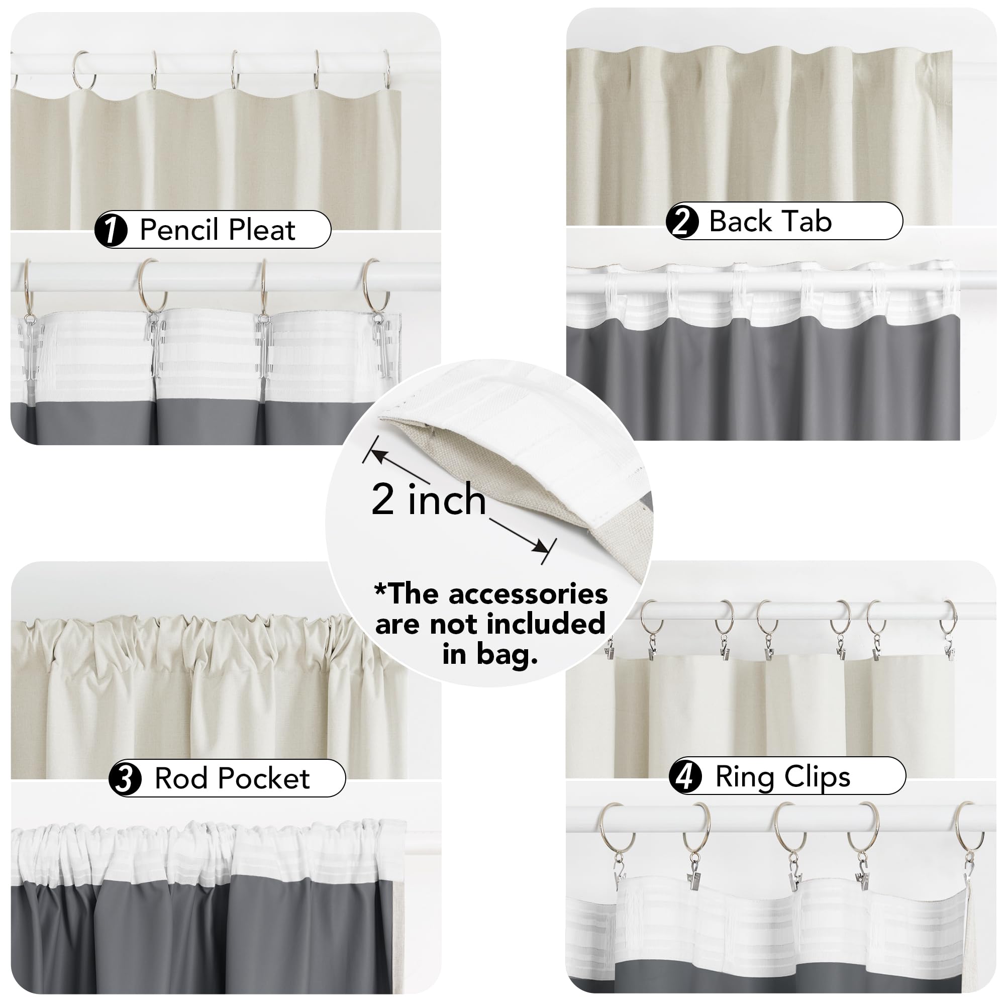 100% Blackout Pinch Pleat Curtains, Cream, 2 Panels