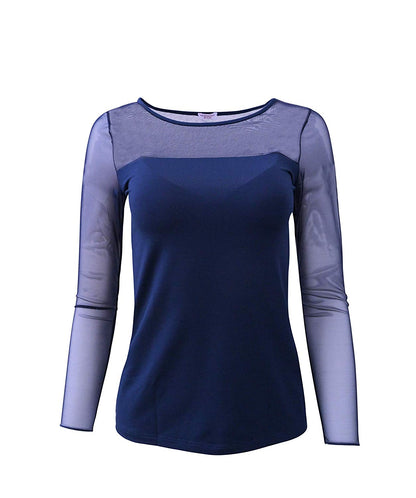 EGI Luxury Modal Women's Tulle Top Long Sleeved. Proudly Made in Italy.