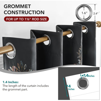 Room Darkening Curtains with Line Foil Print, Navy Blue, 2 Panels