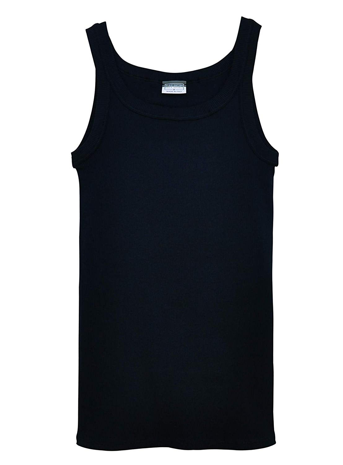 BASIC COTTON Free Spirit Premium Quality 100% Ribbed Cotton Men's Muscle Shirt Made in Italy (901)