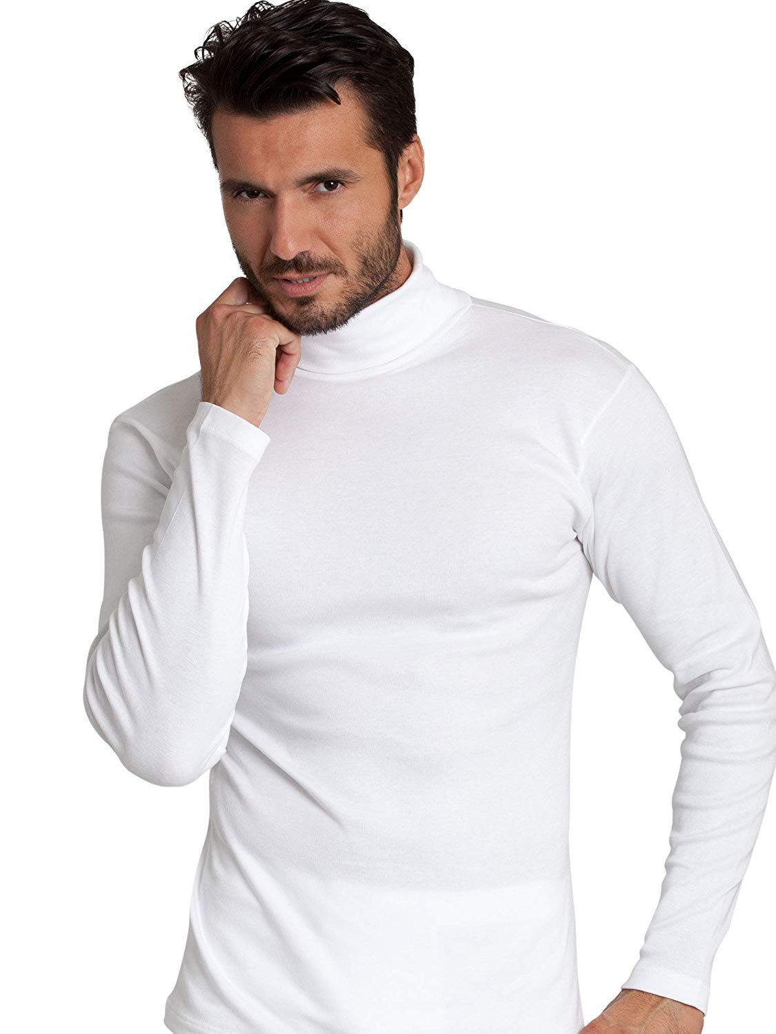 BASIC COTTON Free Spirit Premium Quality 100% Brushed/Fleece Cotton Men's Turtleneck Made in Italy