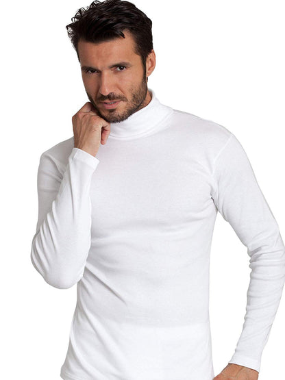 BASIC COTTON Free Spirit Premium Quality 100% Brushed/Fleece Cotton Men's Turtleneck Made in Italy