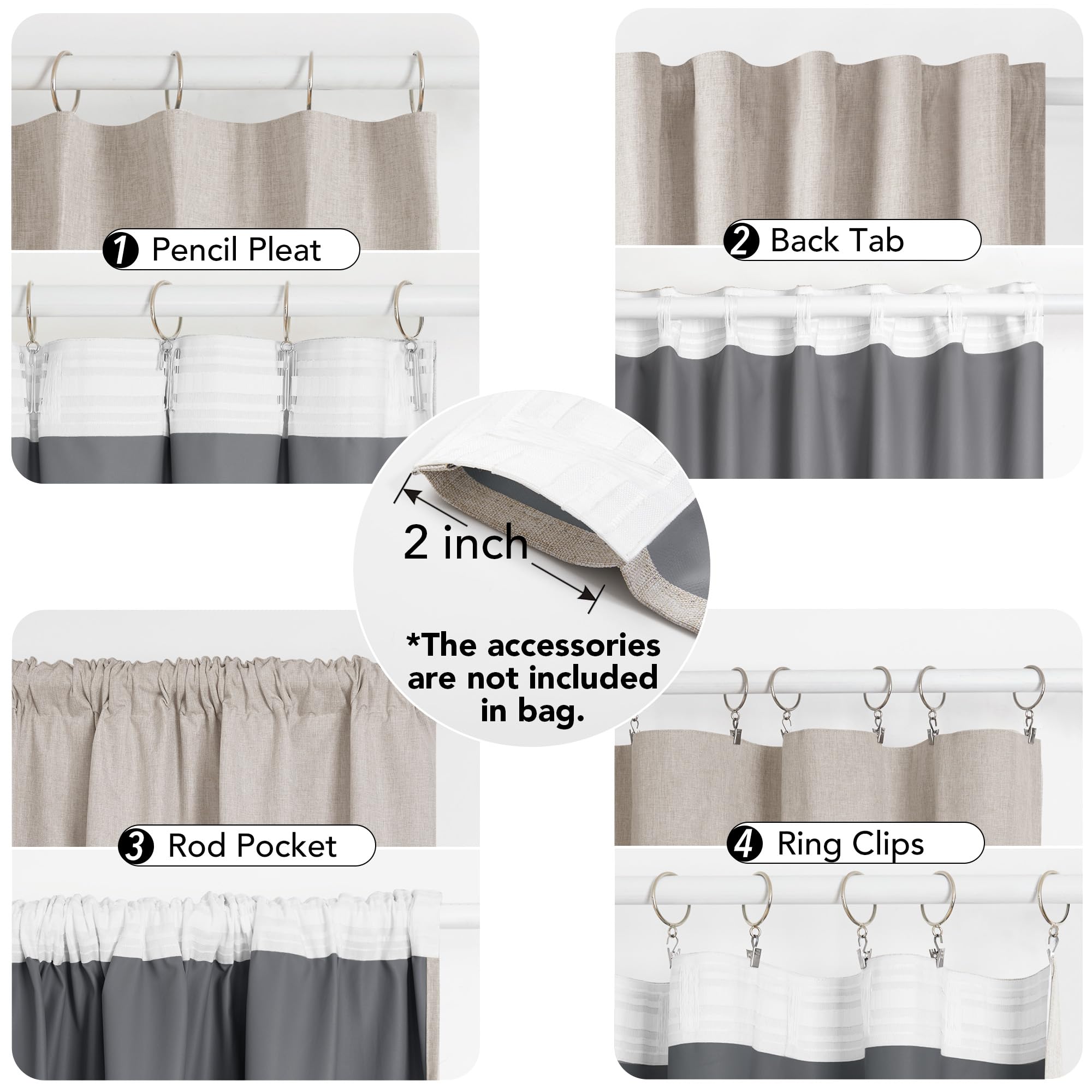 100% Blackout Pinch Pleat Curtains, Cream, 2 Panels