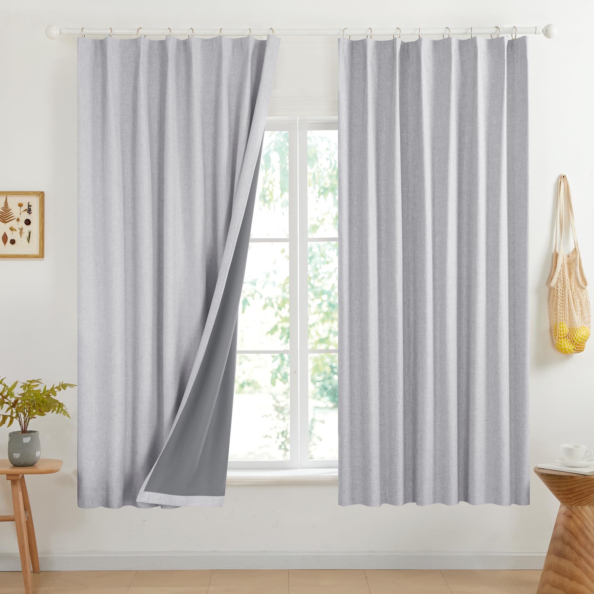 100% Blackout Pinch Pleat Curtains, Cream, 2 Panels