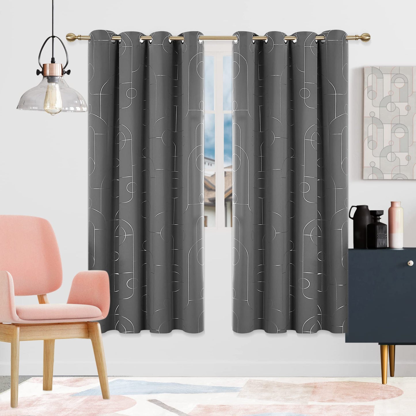 Geometric Blackout Curtains, 2 Panels
