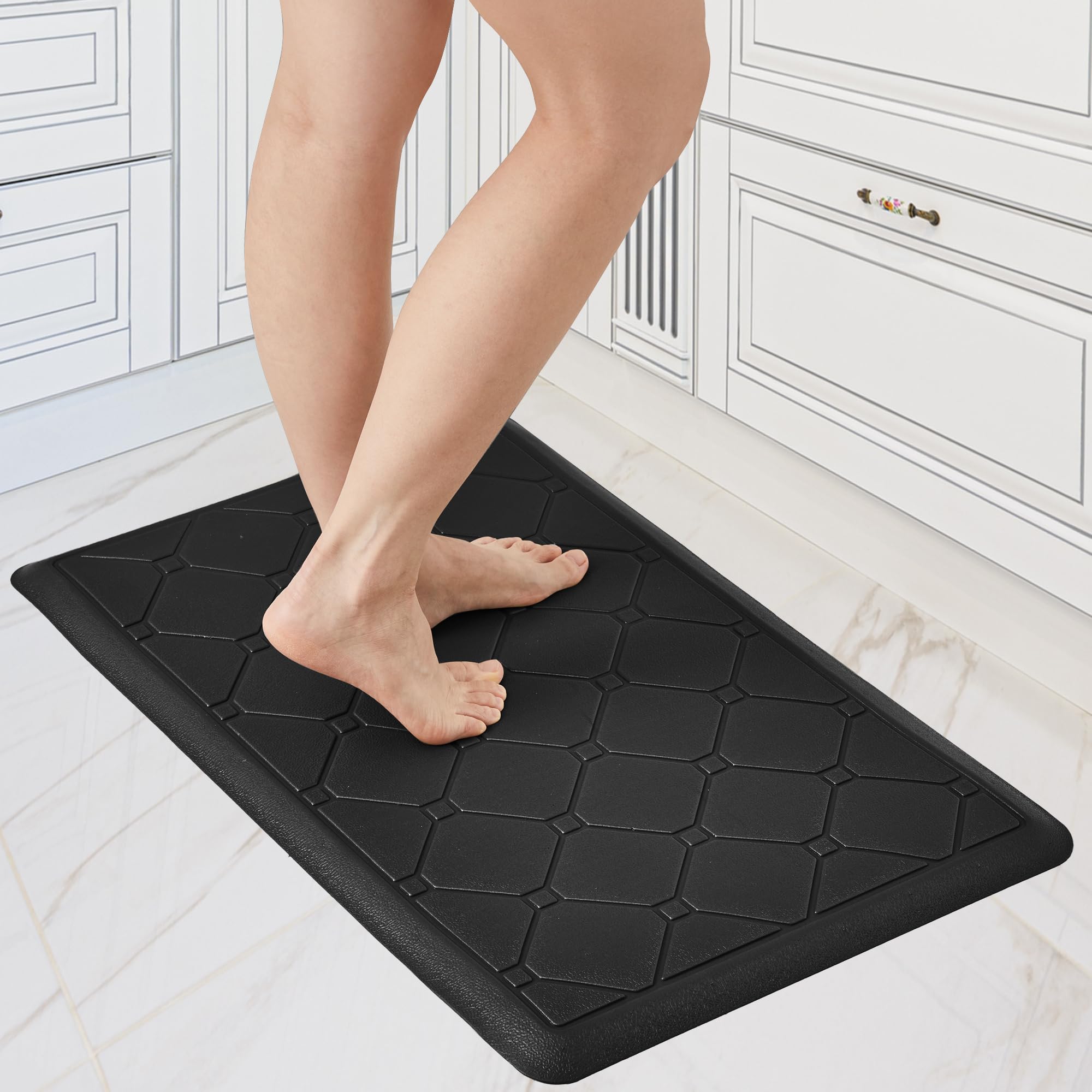 Cushioned Anti-Fatigue Kitchen Mat, 17x28 Inch, Grey