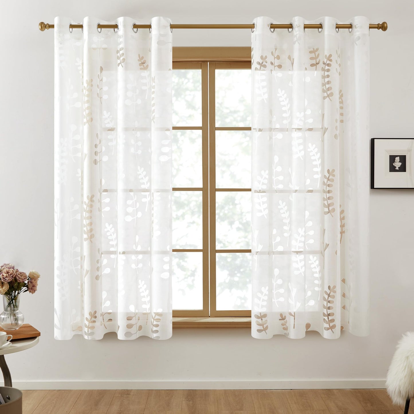 Sheer Grommet Curtains with Summer Flowers