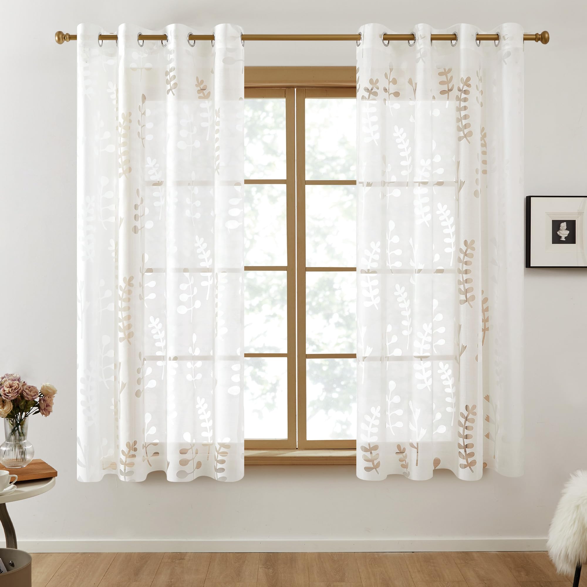 Sheer Grommet Curtains with Summer Flowers