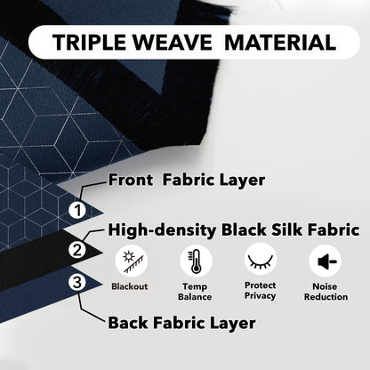 Thermal Blackout Curtains with Silver Foil Print