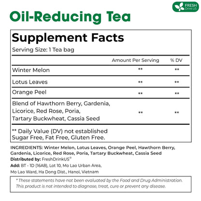 Oil Reducing Tea, Oil Cleansing for Liver, 10 Herbal Ingredients, Traditional Recipe Tea for Liver, 100% Natural, Easy Brewing, Steep Repeatedly (Tea Bags/ Tea Packs)