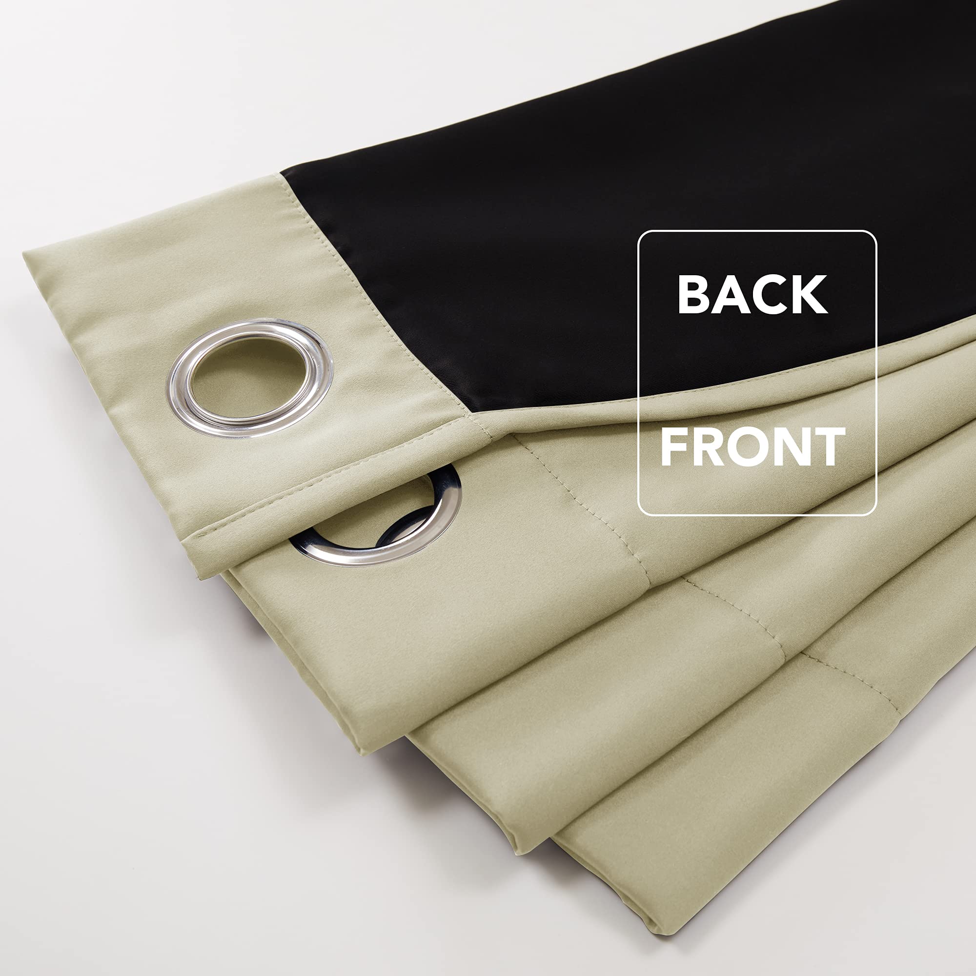 2-Layer Thermal Blackout Curtains, Tan, 52x72 Inch
