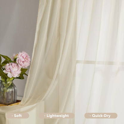 Semi-Transparent White Sheers, 52x63 Inch