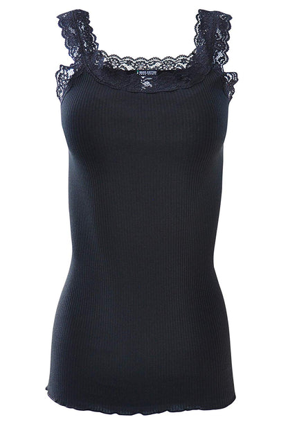 BASIC COTTON Free Spirit Premium Quality 100% Cotton Women's Lace Trim Tank Top Made in Italy