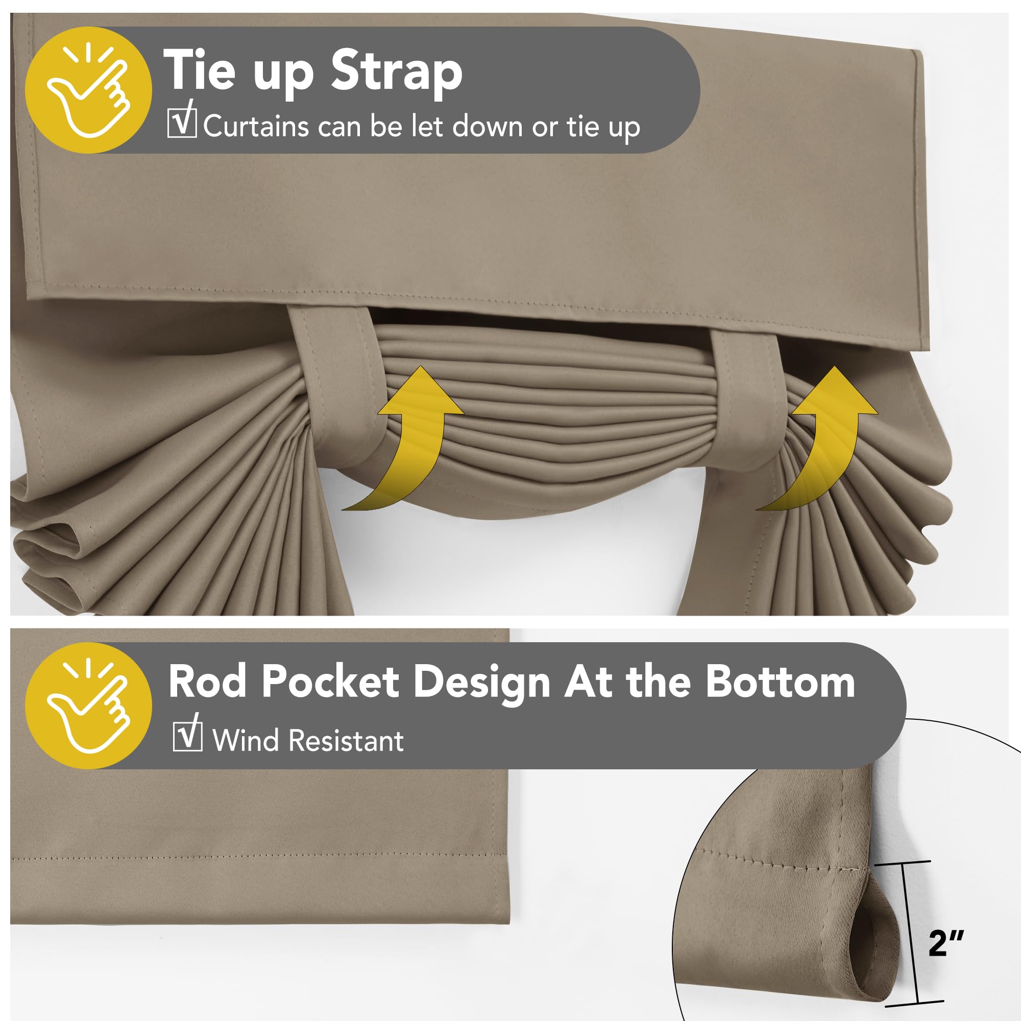 Blackout Door Curtain, Thermal Insulated, 26x80 Inch