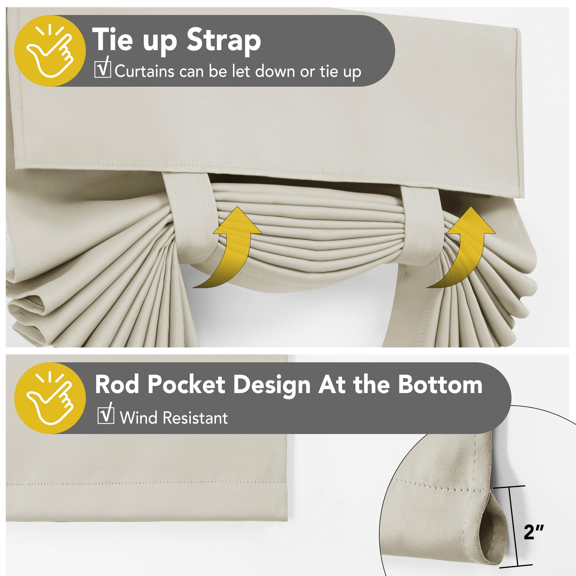 Blackout Door Curtain, Thermal Insulated, 26x80 Inch