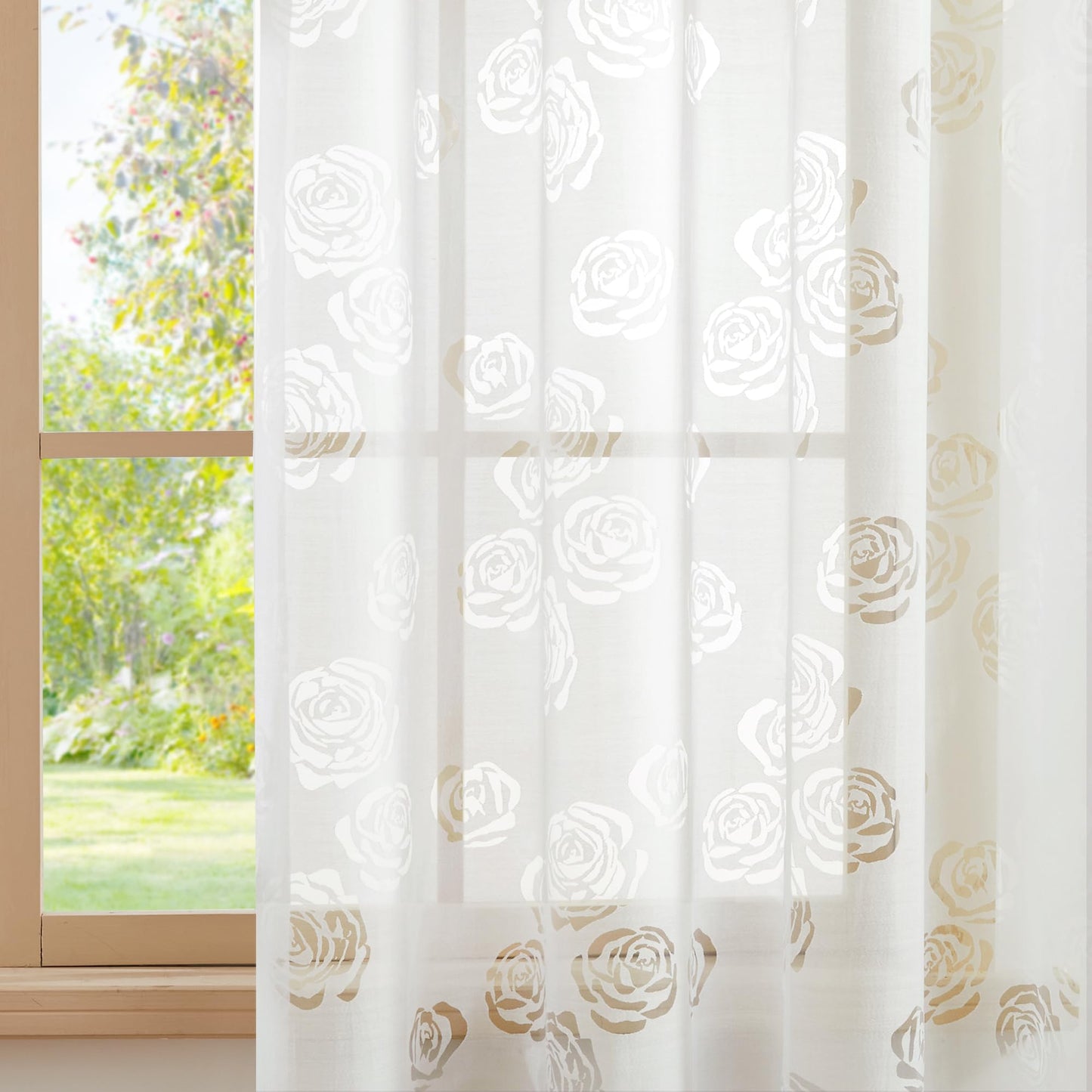 Sheer Grommet Curtains with Summer Flowers