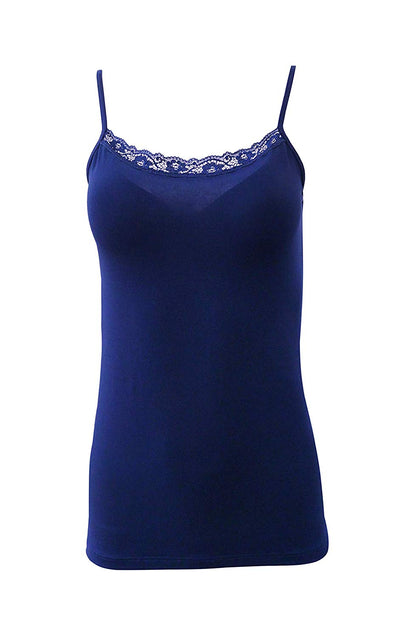 EGI Luxury Modal Women's Lace-Trimmed Tank Top. Proudly Made in Italy.(1120)