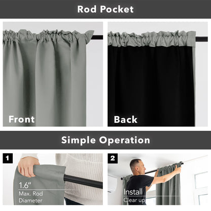 Thermal Insulated Blackout Drapes, 52x108 Inch, 2 Panels