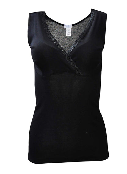 EGi Luxury 100% Filo di Scozia Cotton Women's Tank with Macramé Lace S - XXXL Made in Italy