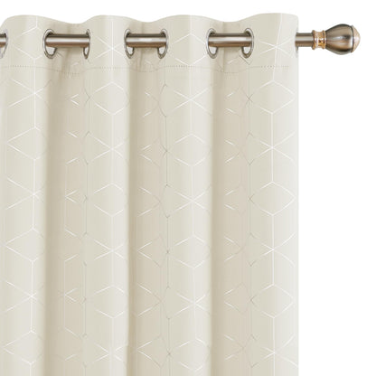 Thermal Blackout Curtains with Silver Foil Print