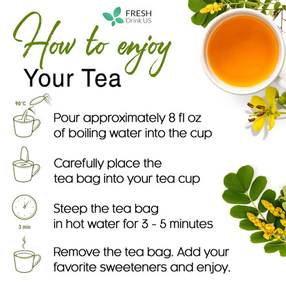 Premium Senna Leaf Tea Bags, 100% Natural & Pure from Senna Leaves. Loose Leaf Senna Herbal Tea, Made with Natural Material Tea Bags, Senna Leaf Tea. No Sugar, No Caffeine, No Gluten, Vegan.