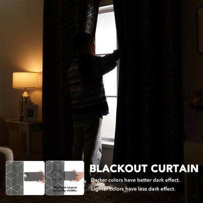 Thermal Blackout Curtains with Silver Foil Print